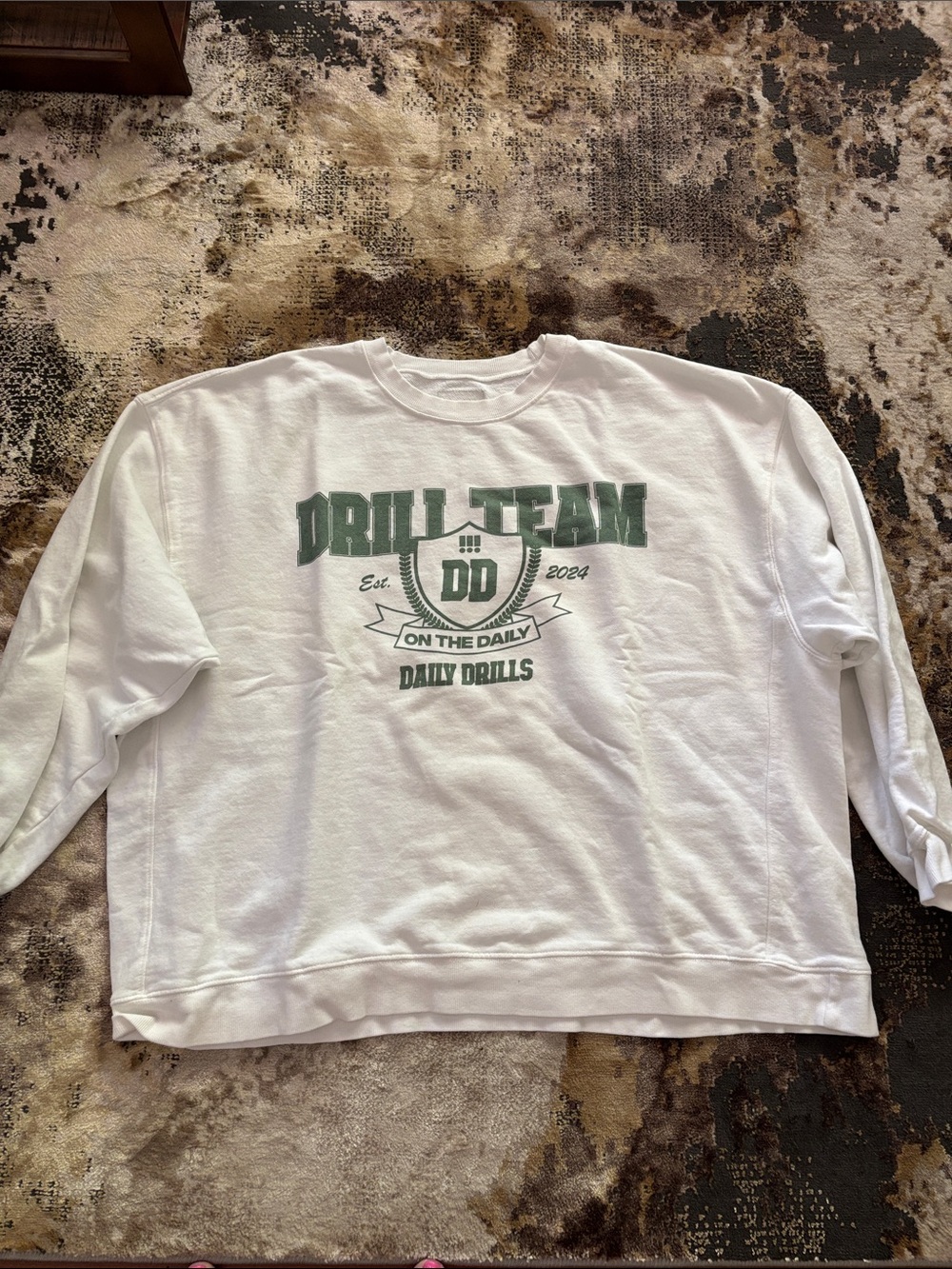 Drill Team 'Daily Drills' White Graphic Crewneck Sweatshirt oversized